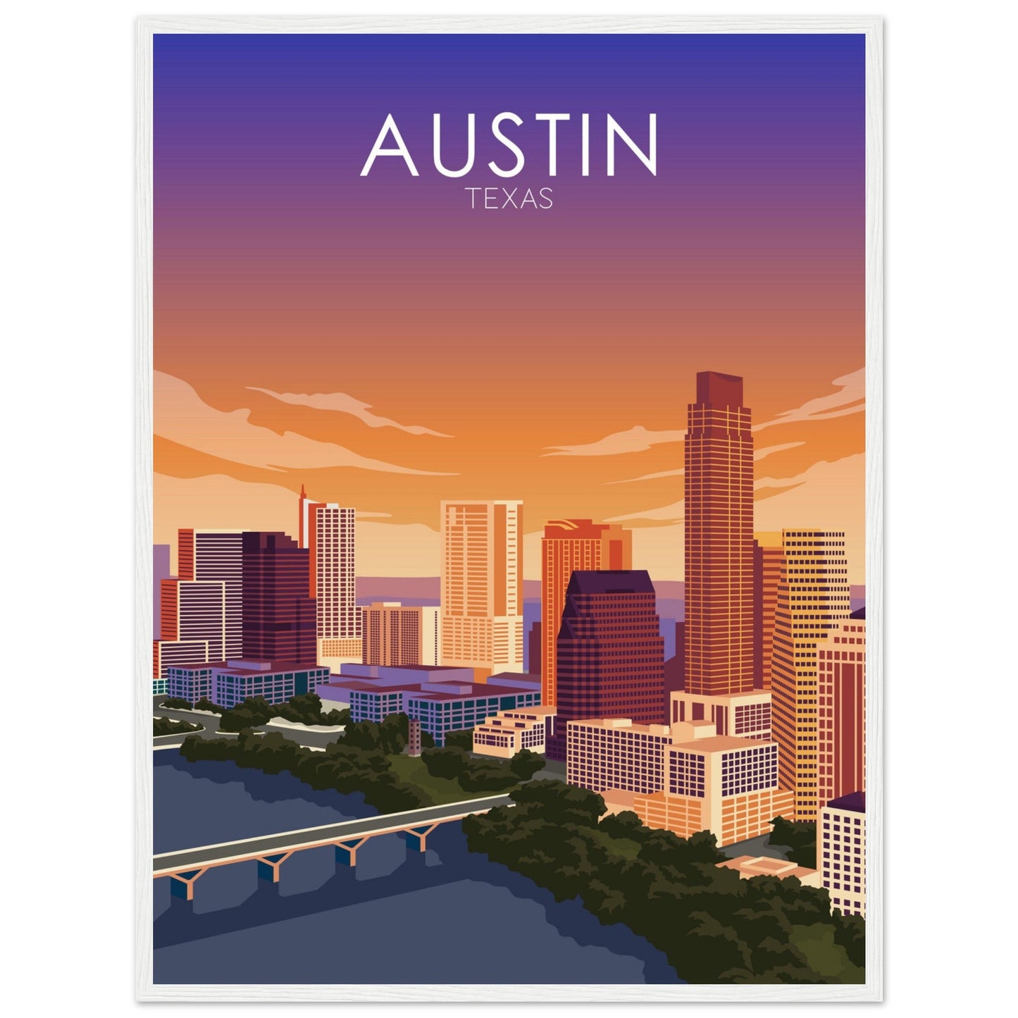 Austin Poster | Austin Wall Art | Austin Sunset Print