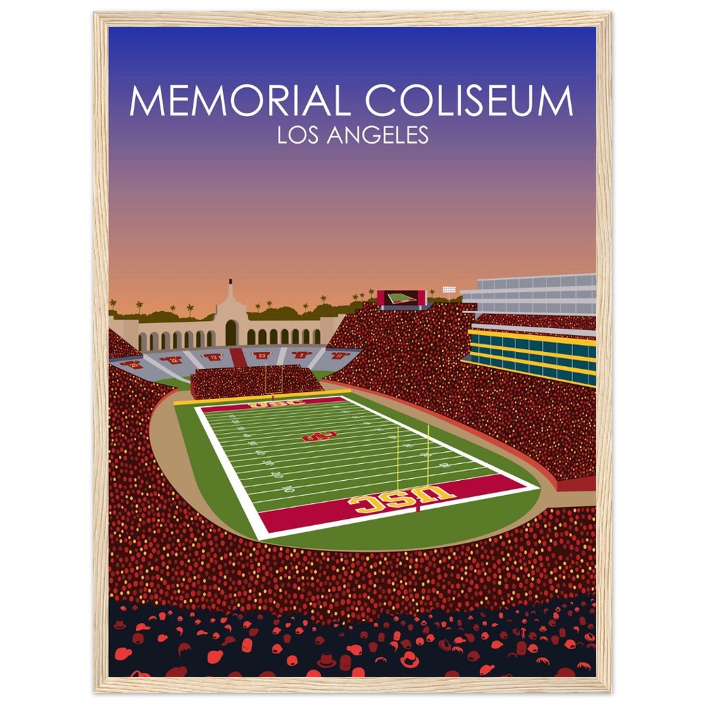 United Airlines Field at Los Angeles Memorial Coliseum Poster | USC Print | University of Southern California Football Stadium Print