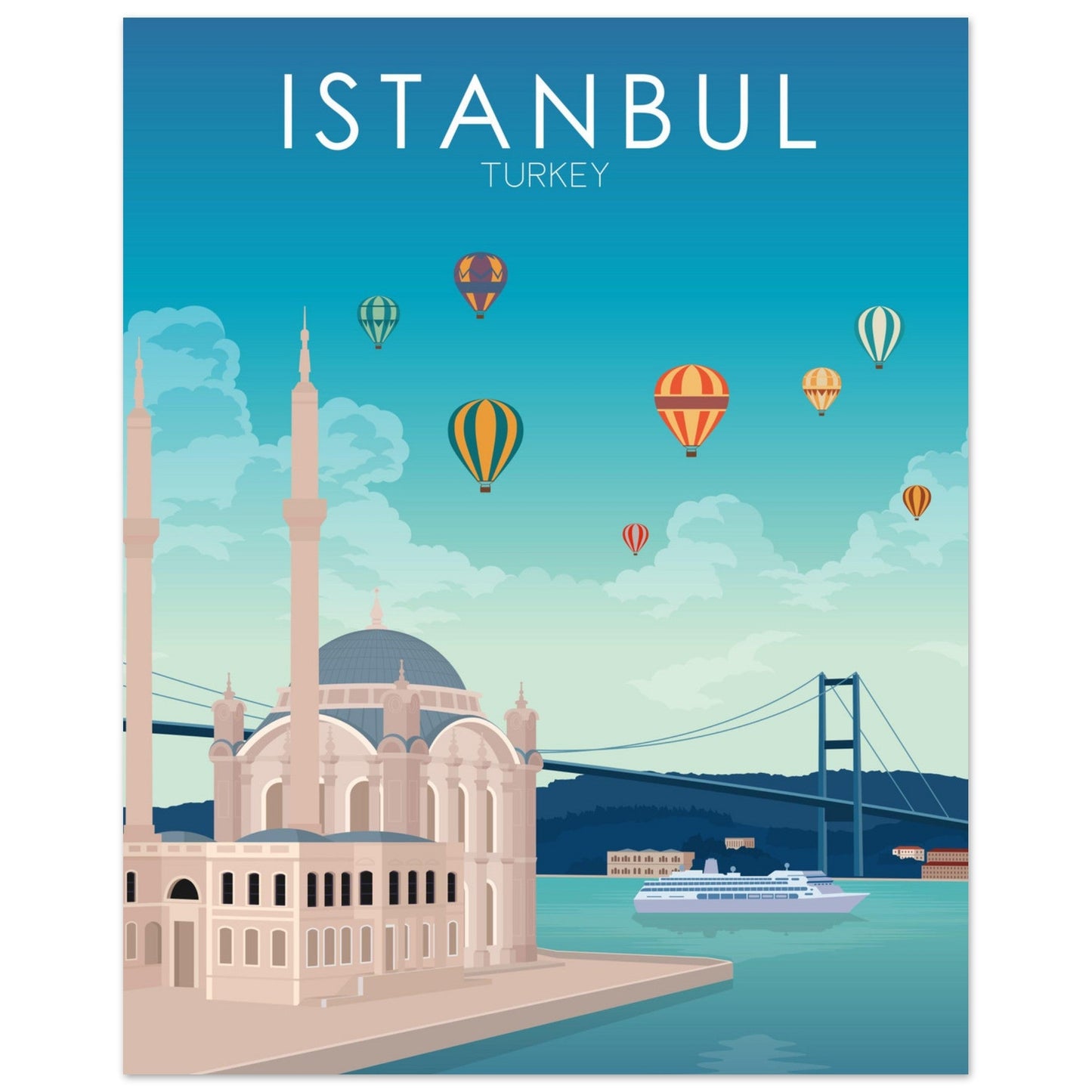 Istanbul Poster | Istanbul Wall Art | Istanbul Daytime Print