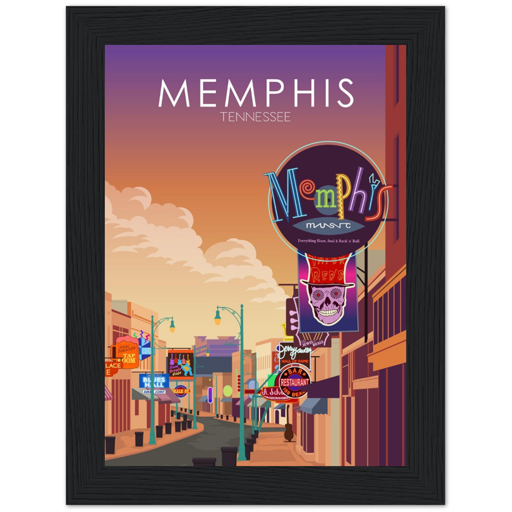 Memphis Poster | Memphis Wall Art | Memphis Sunset Print