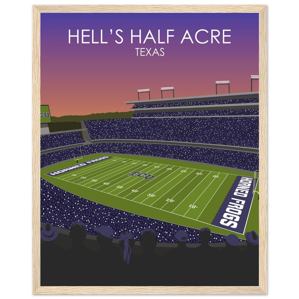 Hell's Half Acre Poster | Amon G. Carter Stadium Poster | University of TSU Horned frogs College Football Stadium Print