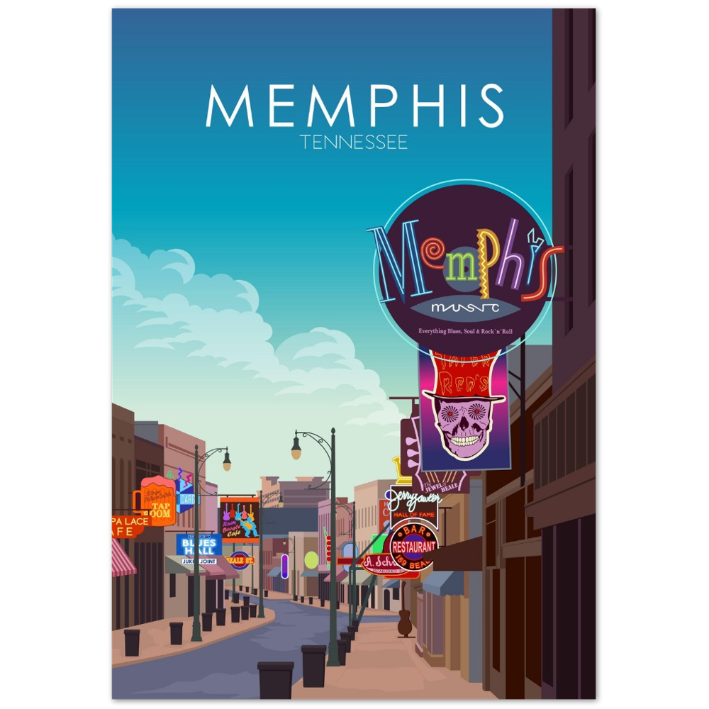 Memphis Poster | Memphis Wall Art | Memphis Daytime Print