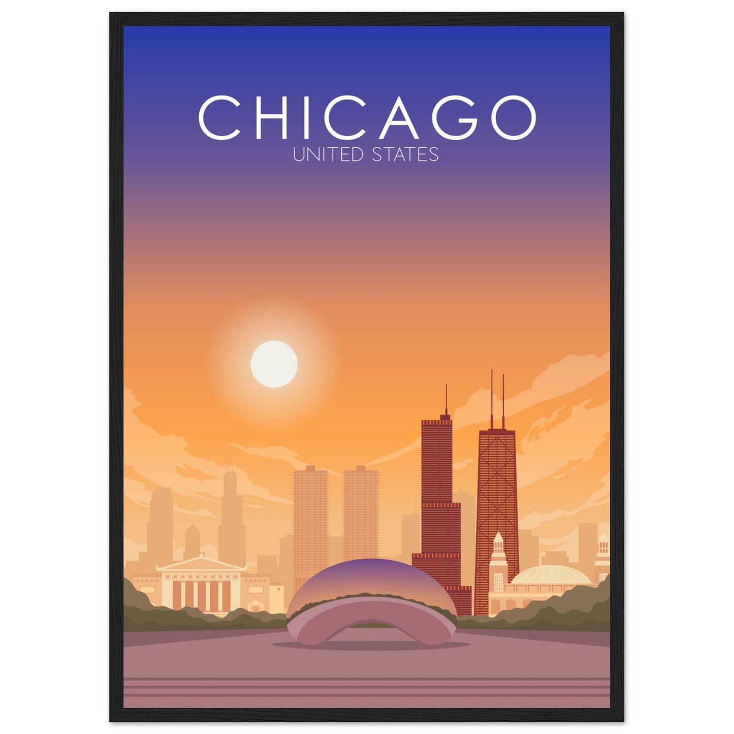 Chicago Poster | Chicago Wall Art | Chicago Sunset Print