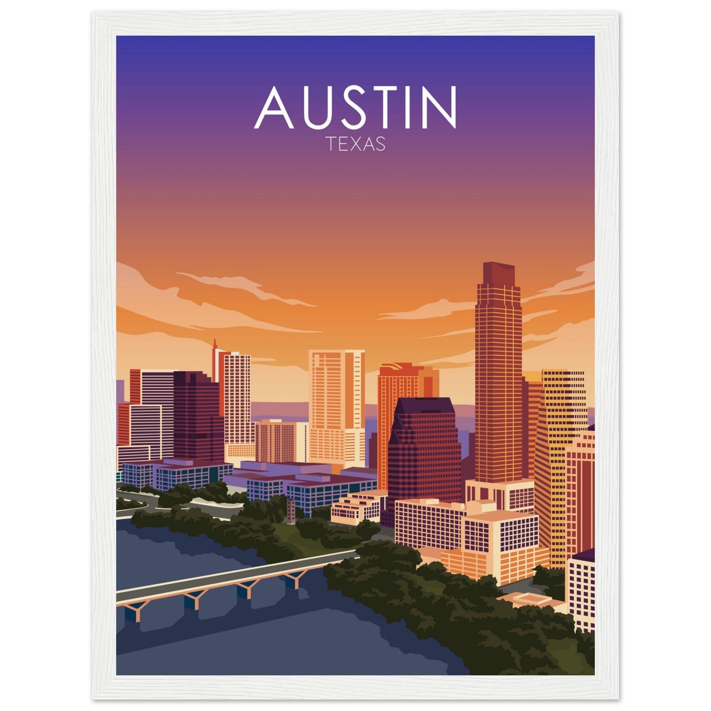 Austin Poster | Austin Wall Art | Austin Sunset Print