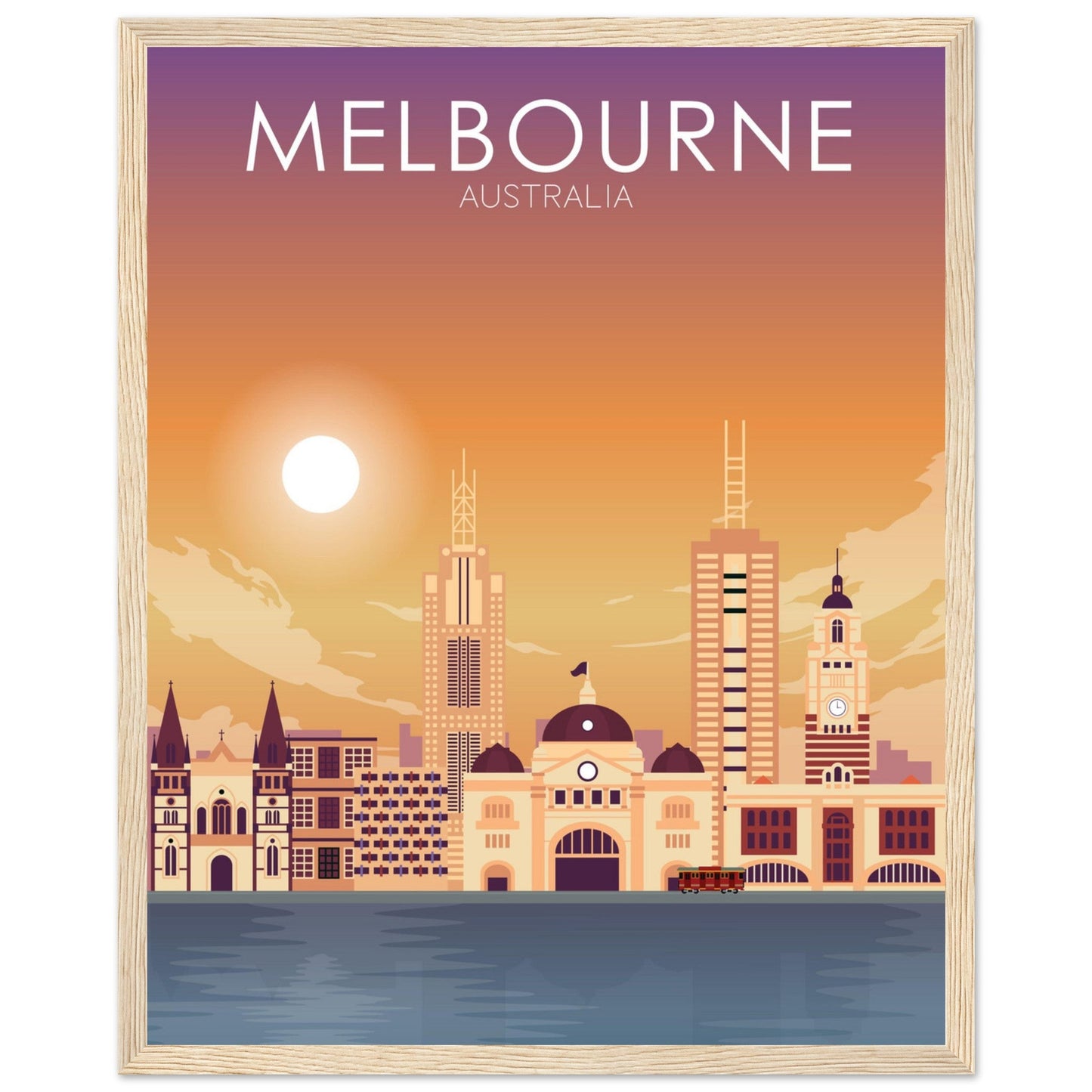 Melbourne Poster | Melbourne Wall Art | Melbourne Sunset Print