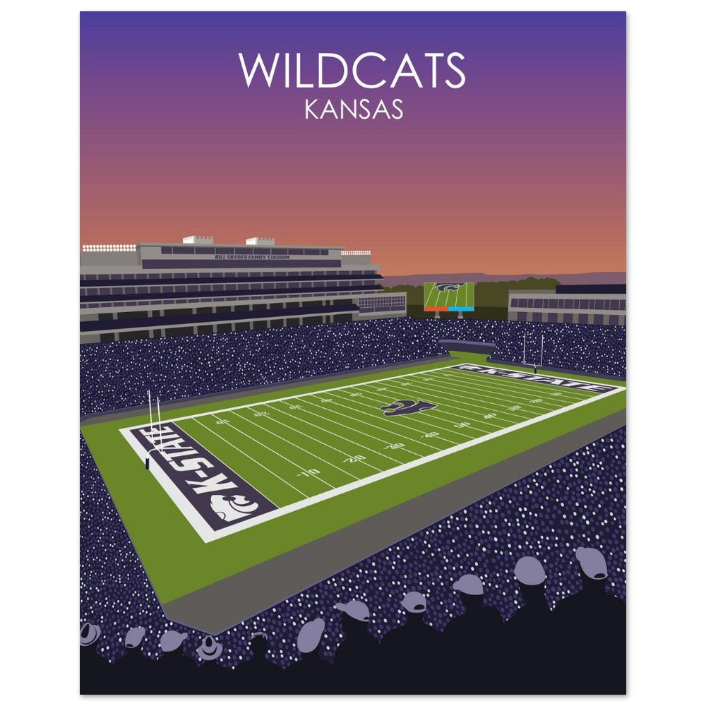 Bill Snyder Family Football Stadium Poster | University of Kansas State Wildcats College Football Stadium Print