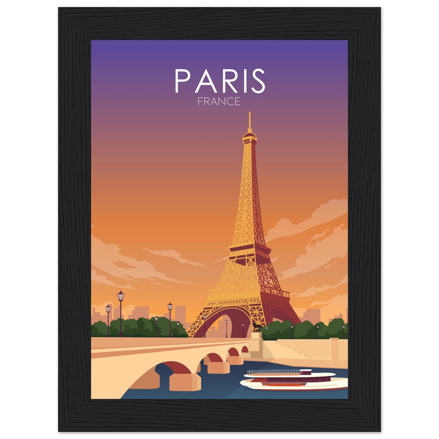 Paris Poster | Paris Wall Art | Paris Sunset Print