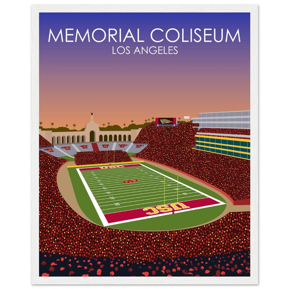 United Airlines Field at Los Angeles Memorial Coliseum Poster | USC Print | University of Southern California Football Stadium Print