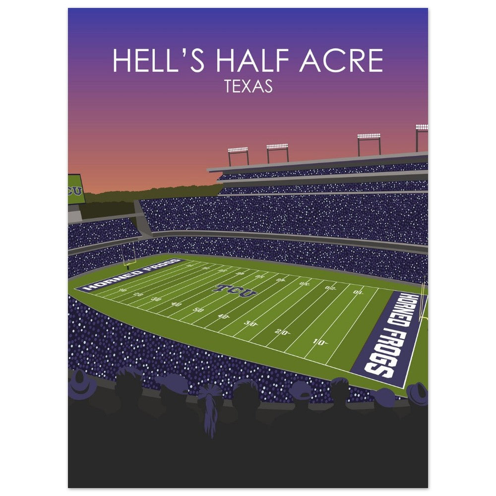 Hell's Half Acre Poster | Amon G. Carter Stadium Poster | University of TSU Horned frogs College Football Stadium Print