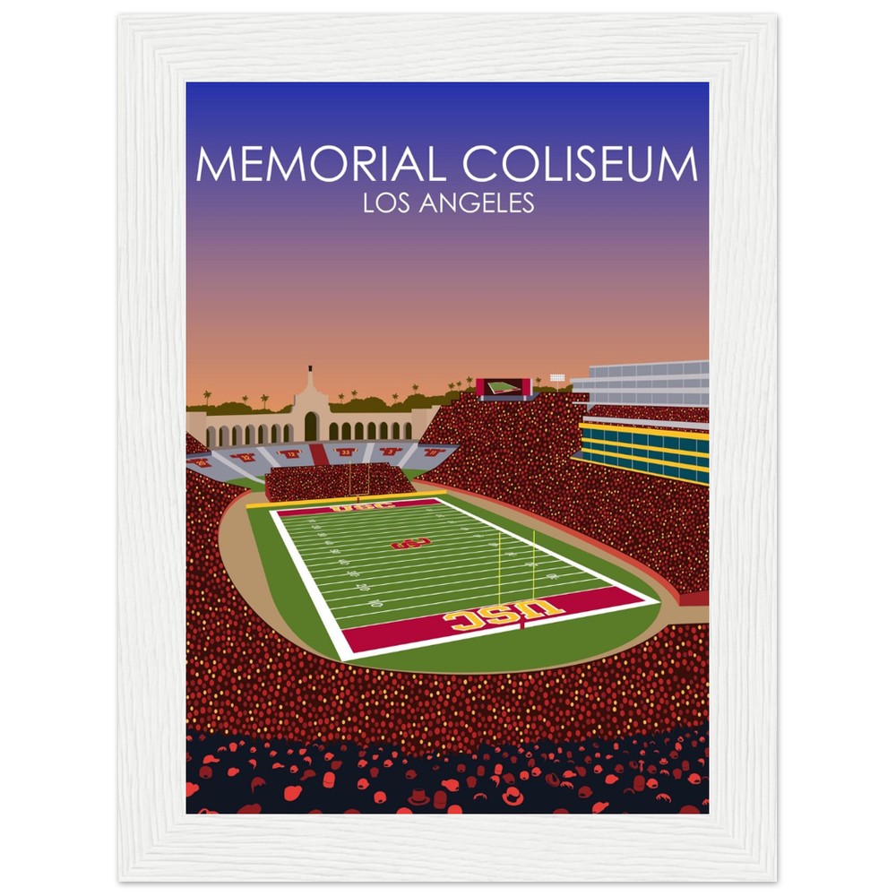 United Airlines Field at Los Angeles Memorial Coliseum Poster | USC Print | University of Southern California Football Stadium Print