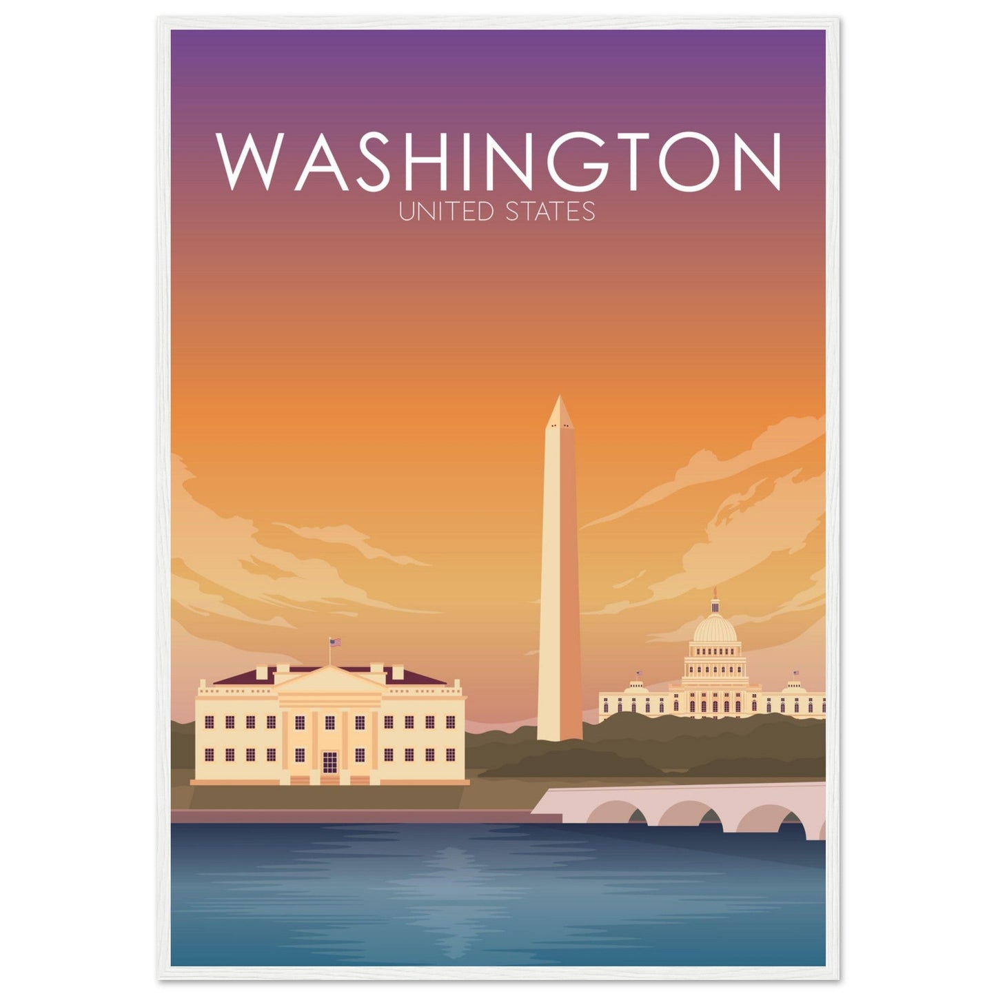 Washington Poster | Washington DC Wall Art | Washington DC Sunset Print