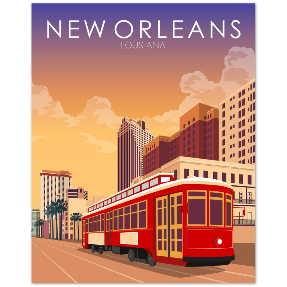 New Orleans Poster | New Orleans Wall Art | New Orleans Sunset Print