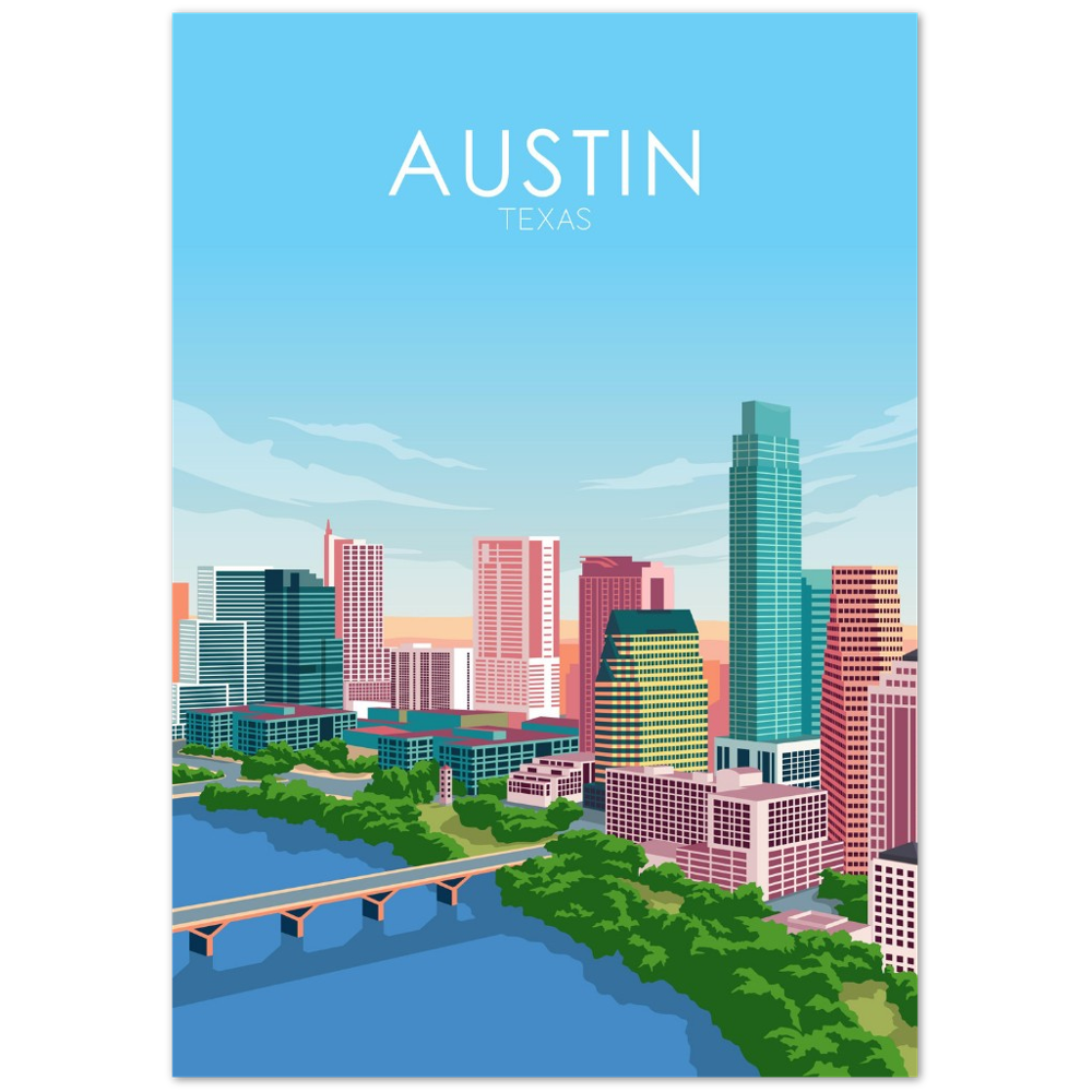 Austin Poster | Austin Wall Art | Austin Pastel Print