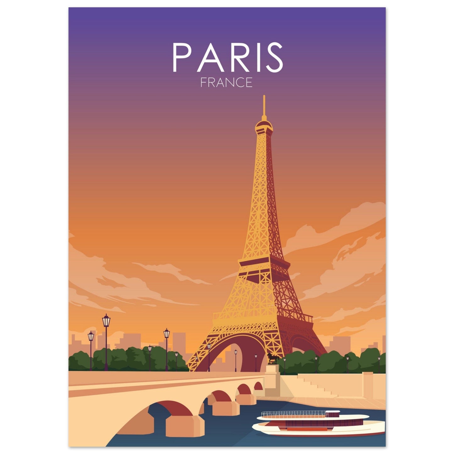 Paris Poster | Paris Wall Art | Paris Sunset Print
