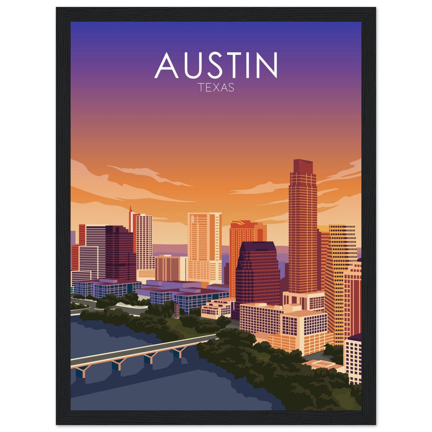 Austin Poster | Austin Wall Art | Austin Sunset Print