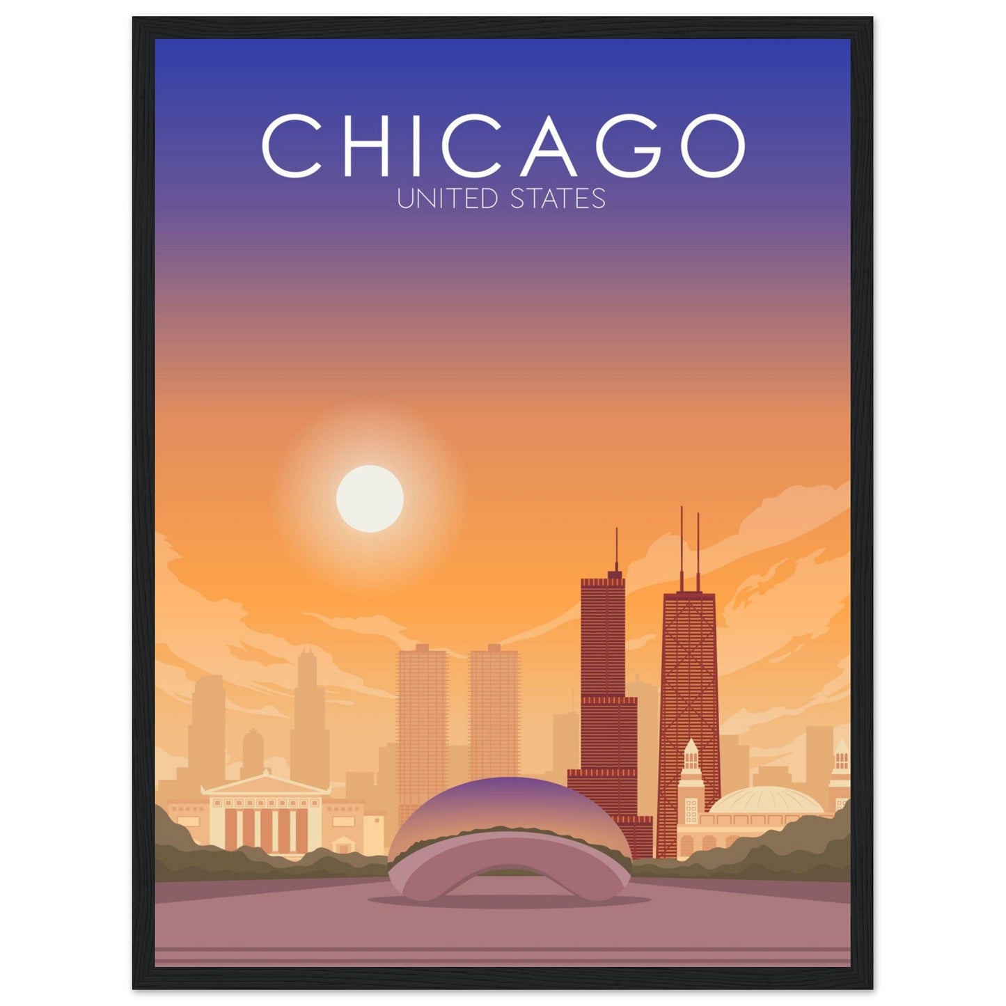 Chicago Poster | Chicago Wall Art | Chicago Sunset Print