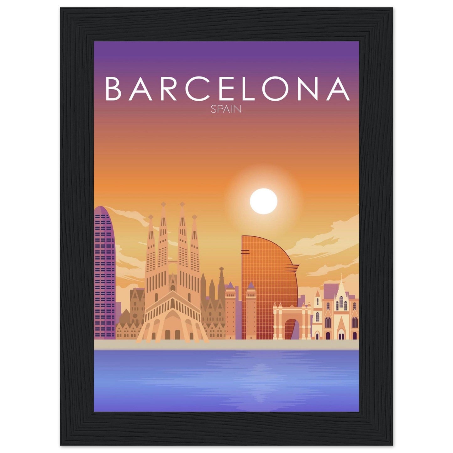 Barcelona Poster | Barcelona Wall Art | Barcelona Sunset Print