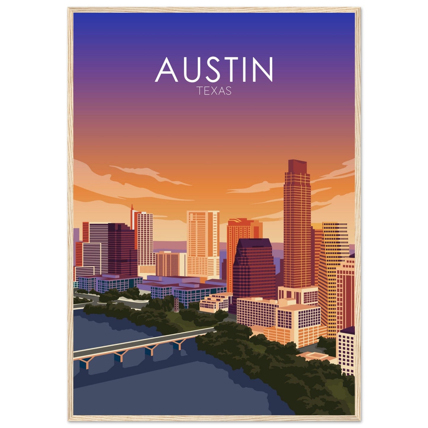 Austin Poster | Austin Wall Art | Austin Sunset Print