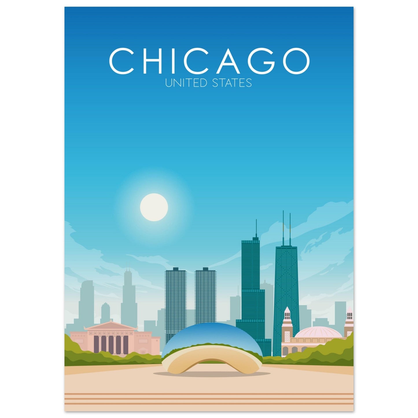 Chicago Poster | Chicago Wall Art | Chicago Daytime Print