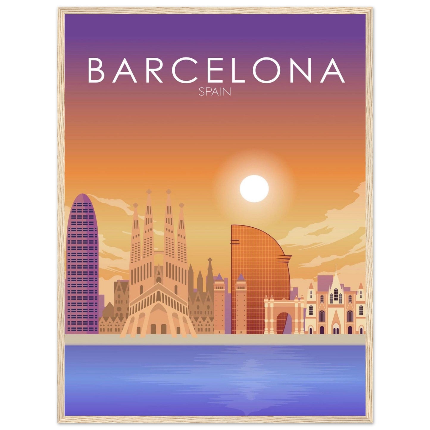 Barcelona Poster | Barcelona Wall Art | Barcelona Sunset Print