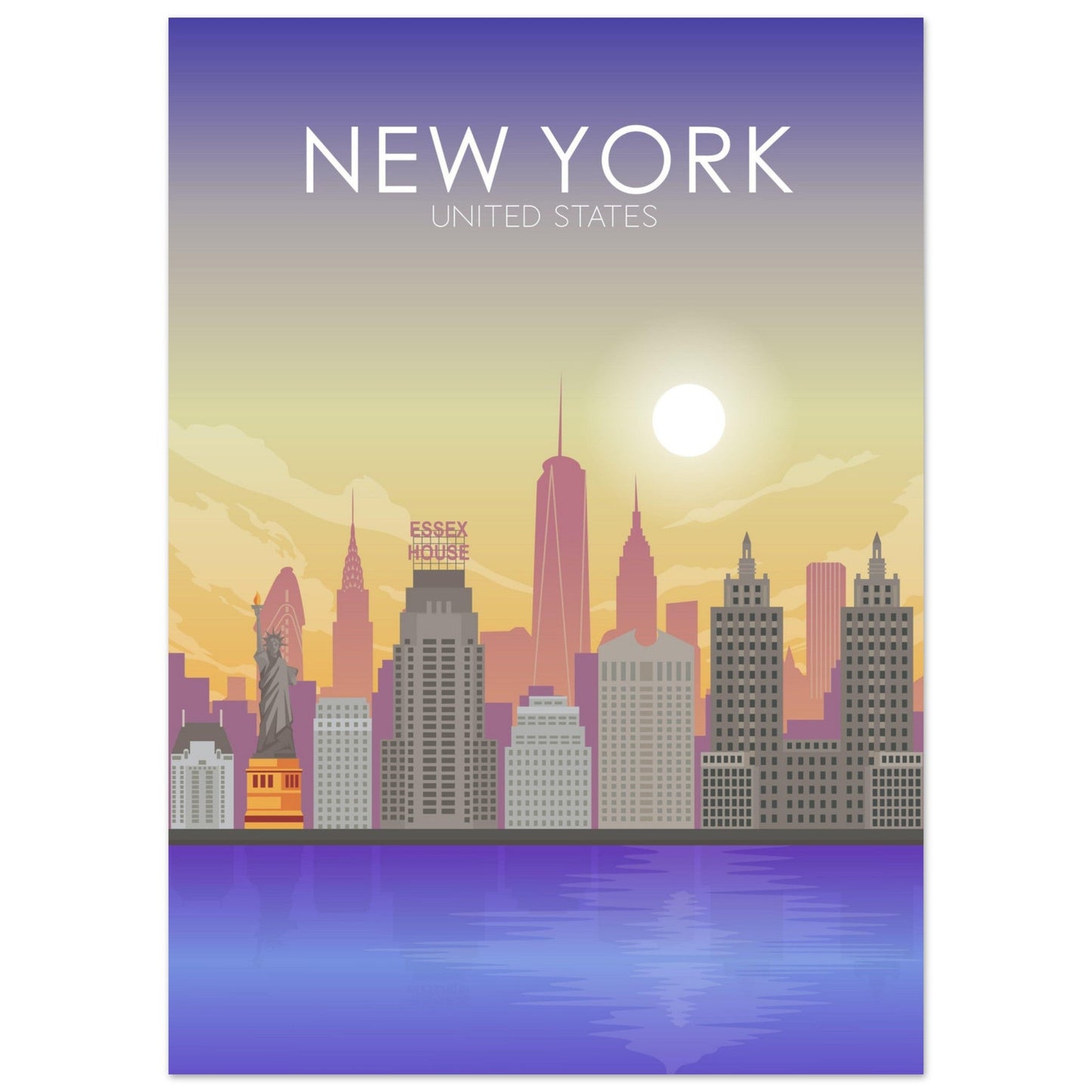 New York Poster | New York Wall Art | New York Sunset Print