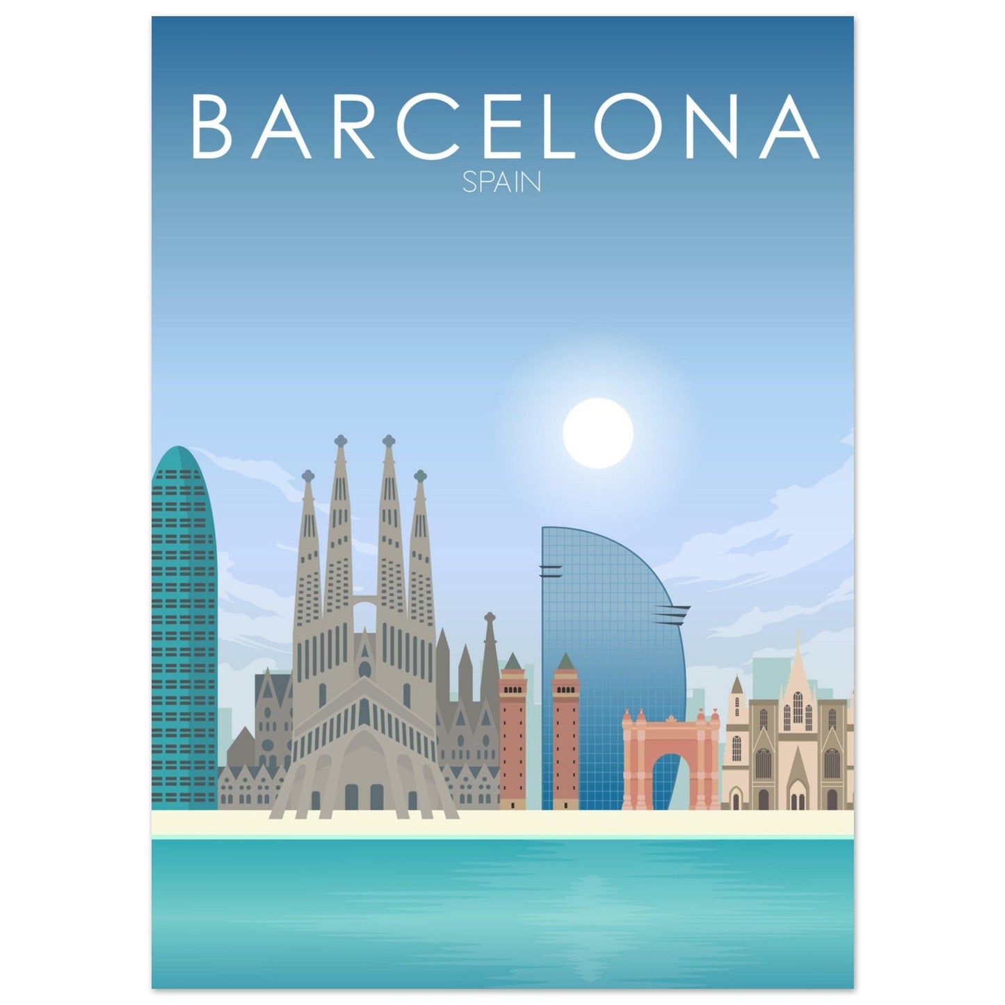 Barcelona Poster | Barcelona Wall Art | Barcelona Daytime Print
