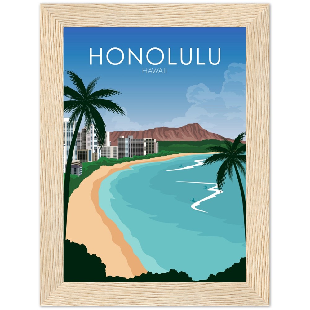 Honolulu Poster | Honolulu Wall Art | Honolulu Daytime Print