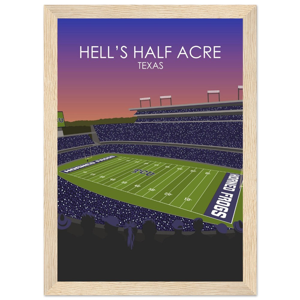 Hell's Half Acre Poster | Amon G. Carter Stadium Poster | University of TSU Horned frogs College Football Stadium Print