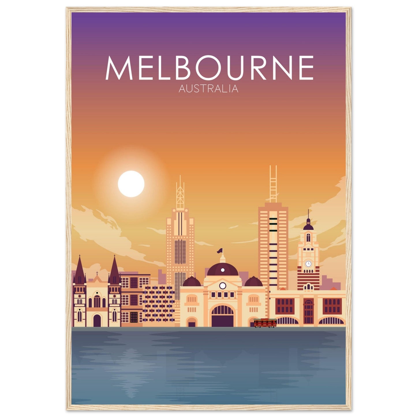Melbourne Poster | Melbourne Wall Art | Melbourne Sunset Print
