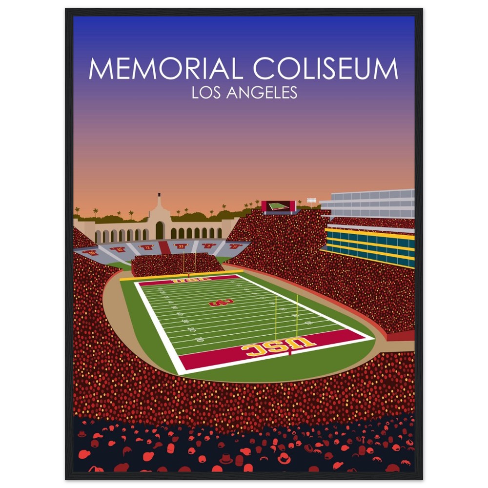 United Airlines Field at Los Angeles Memorial Coliseum Poster | USC Print | University of Southern California Football Stadium Print