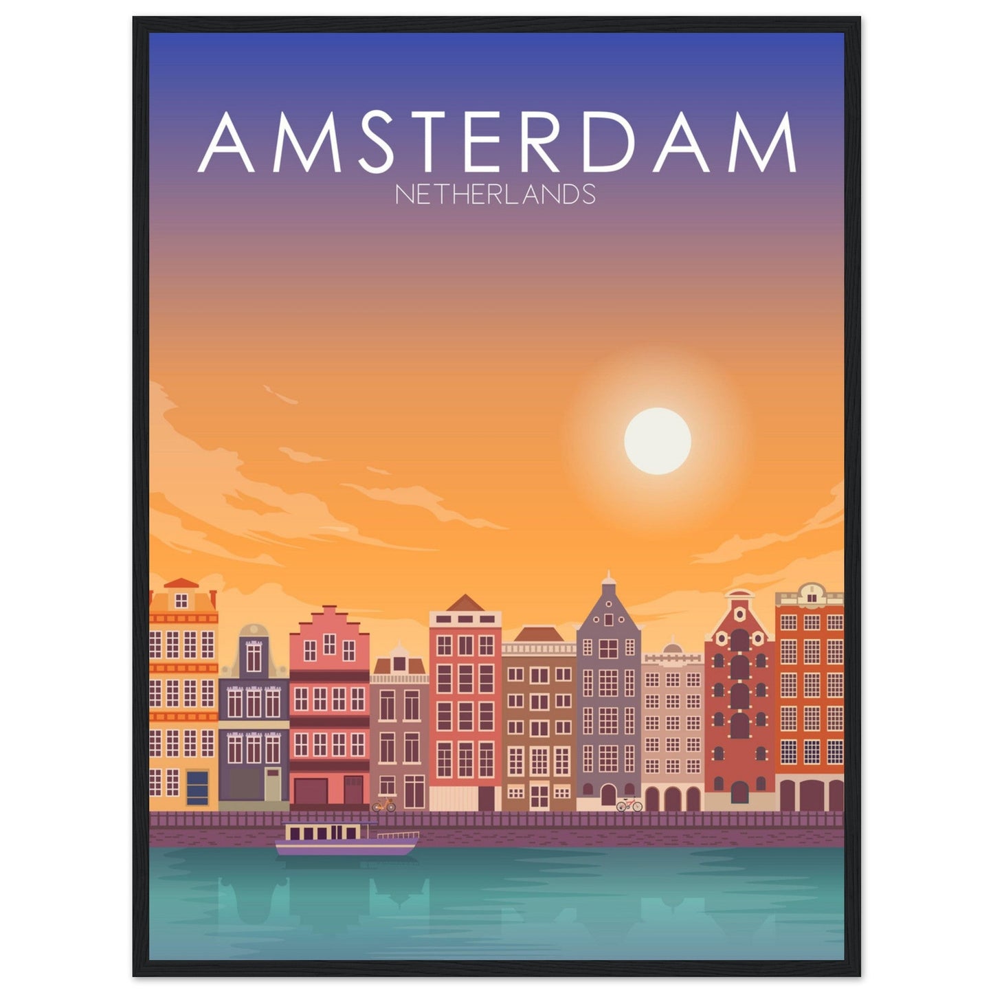 Amsterdam Poster | Amsterdam Wall Art | Amsterdam Sunset Print