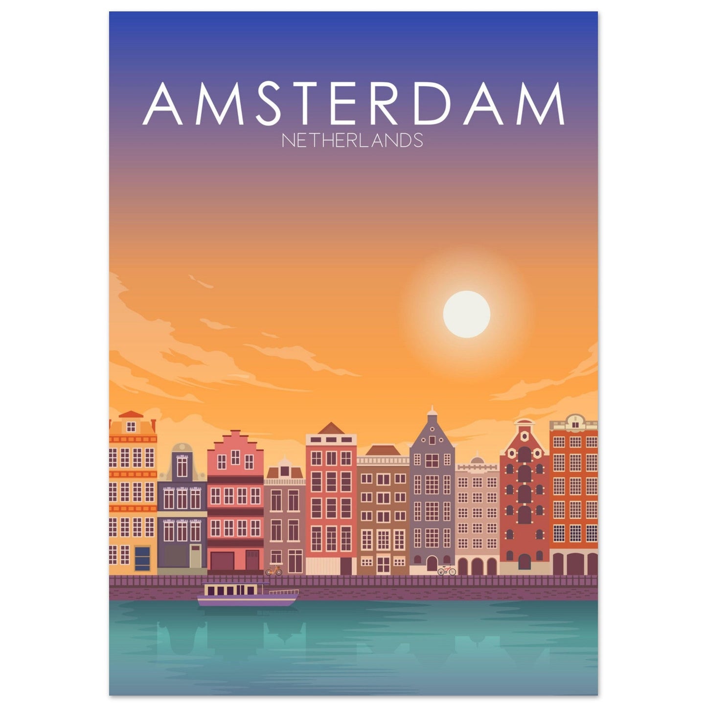 Amsterdam Poster | Amsterdam Wall Art | Amsterdam Sunset Print