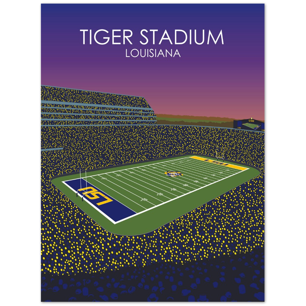 Tiger Stadium Poster | LSU Print | University of Louisiana College Football Stadium Print