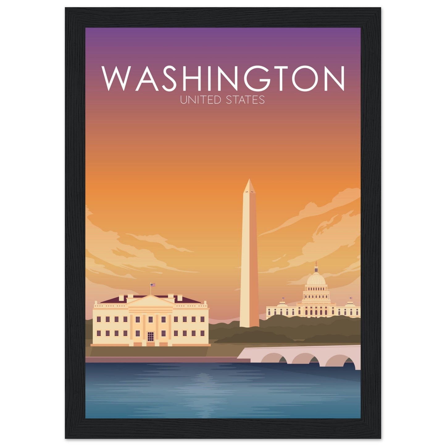 Washington Poster | Washington DC Wall Art | Washington DC Sunset Print