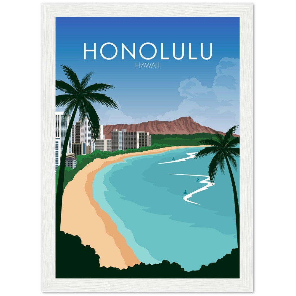 Honolulu Poster | Honolulu Wall Art | Honolulu Daytime Print