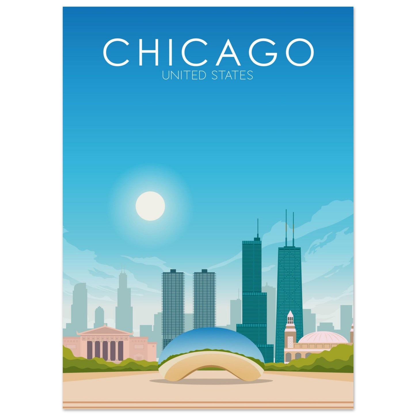Chicago Poster | Chicago Wall Art | Chicago Daytime Print