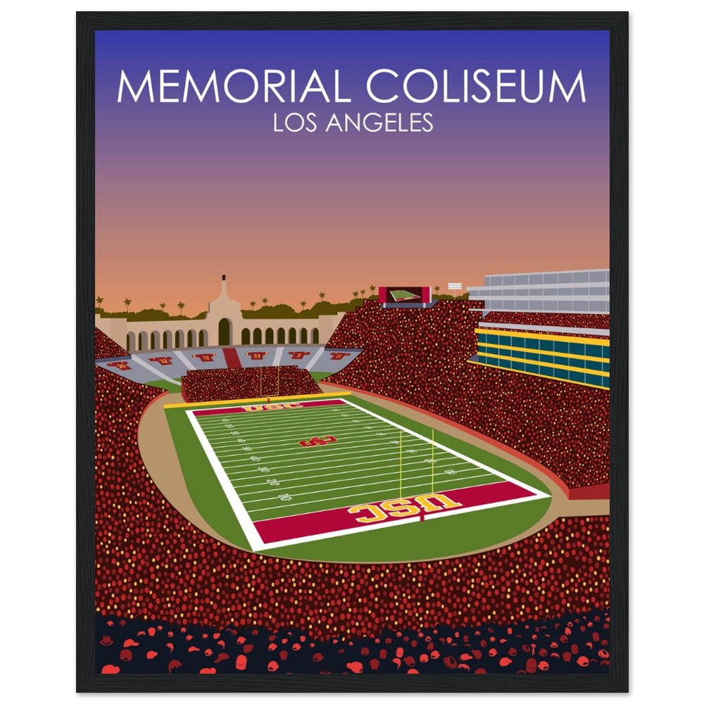 United Airlines Field at Los Angeles Memorial Coliseum Poster | USC Print | University of Southern California Football Stadium Print