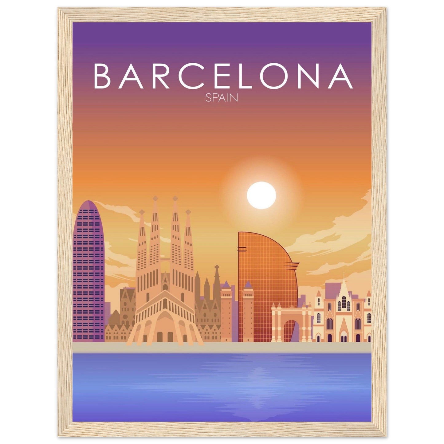 Barcelona Poster | Barcelona Wall Art | Barcelona Sunset Print
