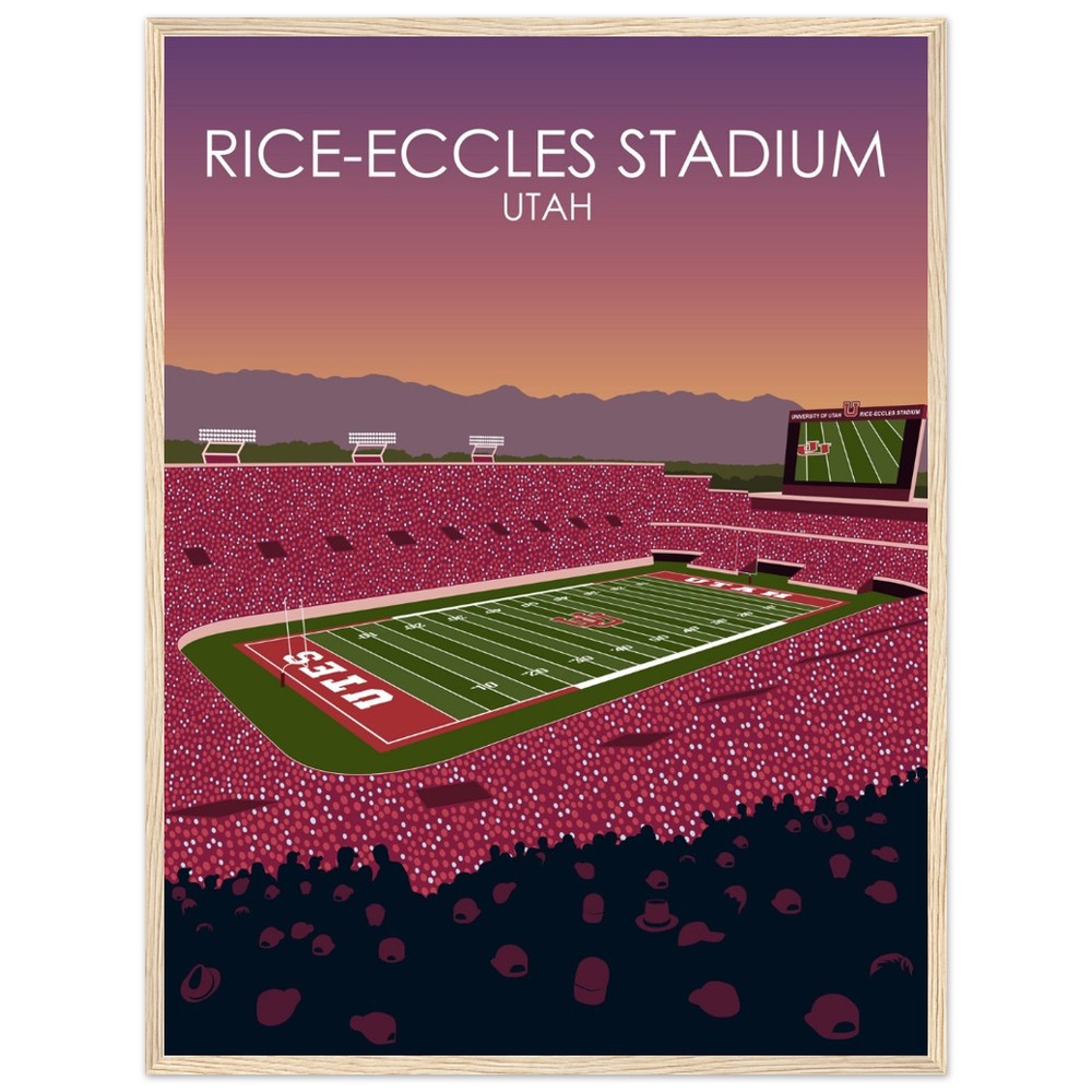 Rice-Eccles Stadium Poster | University of Utah College Football Stadium Print