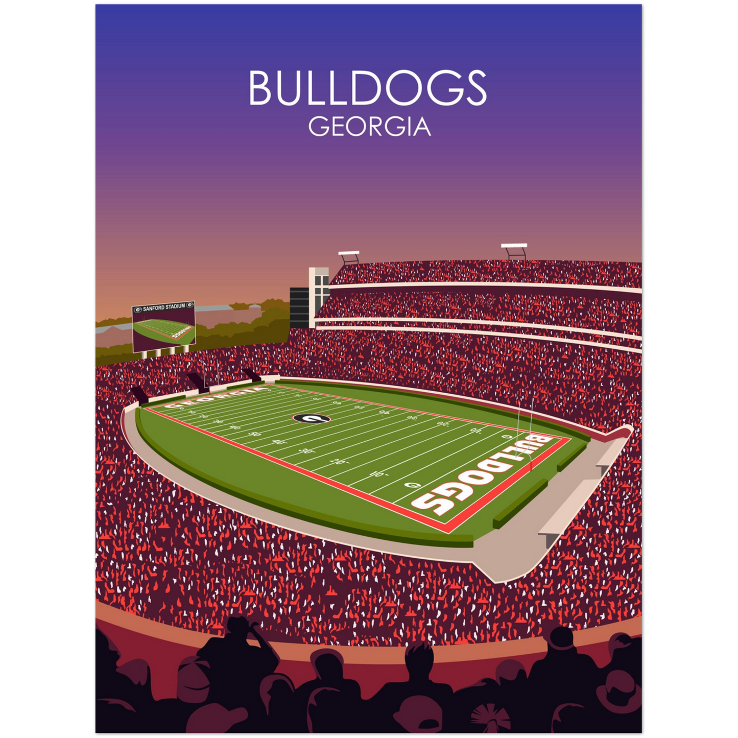 Georgia Bulldogs Poster | Sanford Stadium Poster | University of Georgia College Football Stadium Print