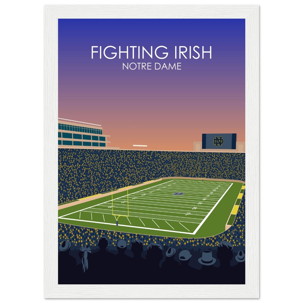Notre Dame Stadium Poster | University of Notre Dame Fighting Irish College Football Stadium Print