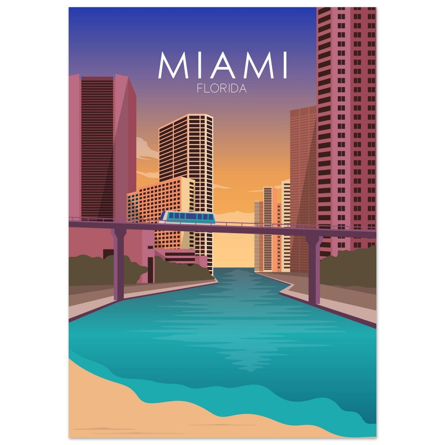 Miami Poster | Miami Wall Art | Miami Sunset Print