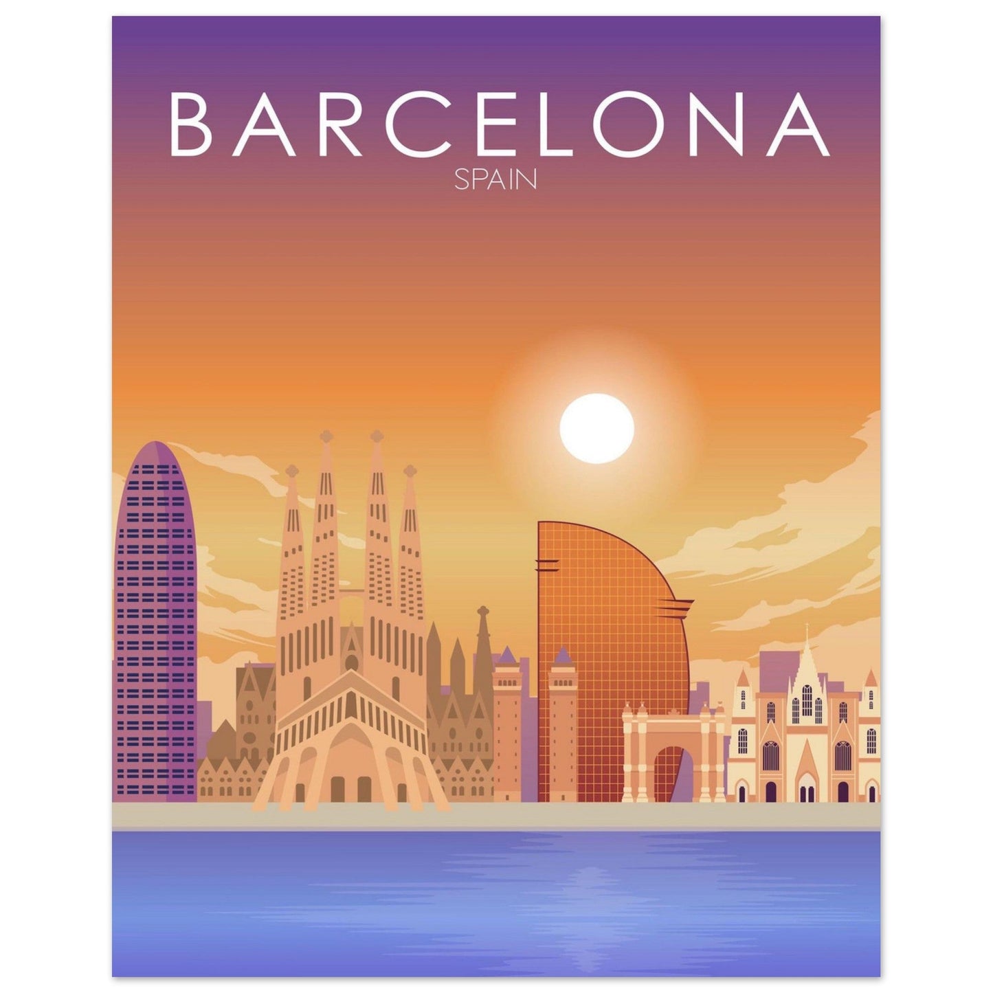 Barcelona Poster | Barcelona Wall Art | Barcelona Sunset Print