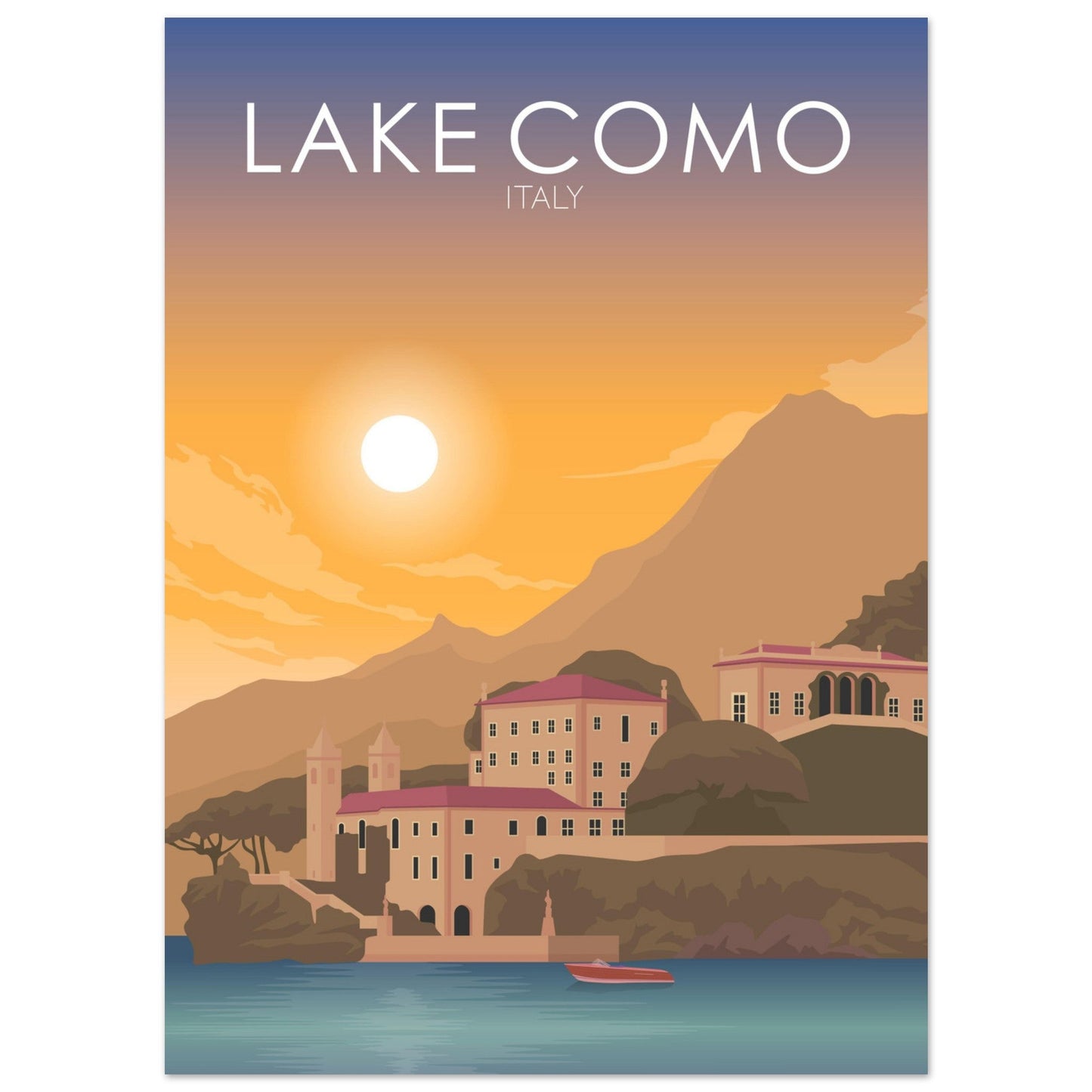 Lake Como Poster | Lake Como Wall Art | Lake Como Sunset Print