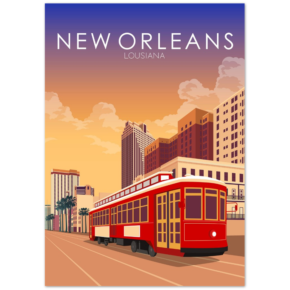 New Orleans Poster | New Orleans Wall Art | New Orleans Sunset Print