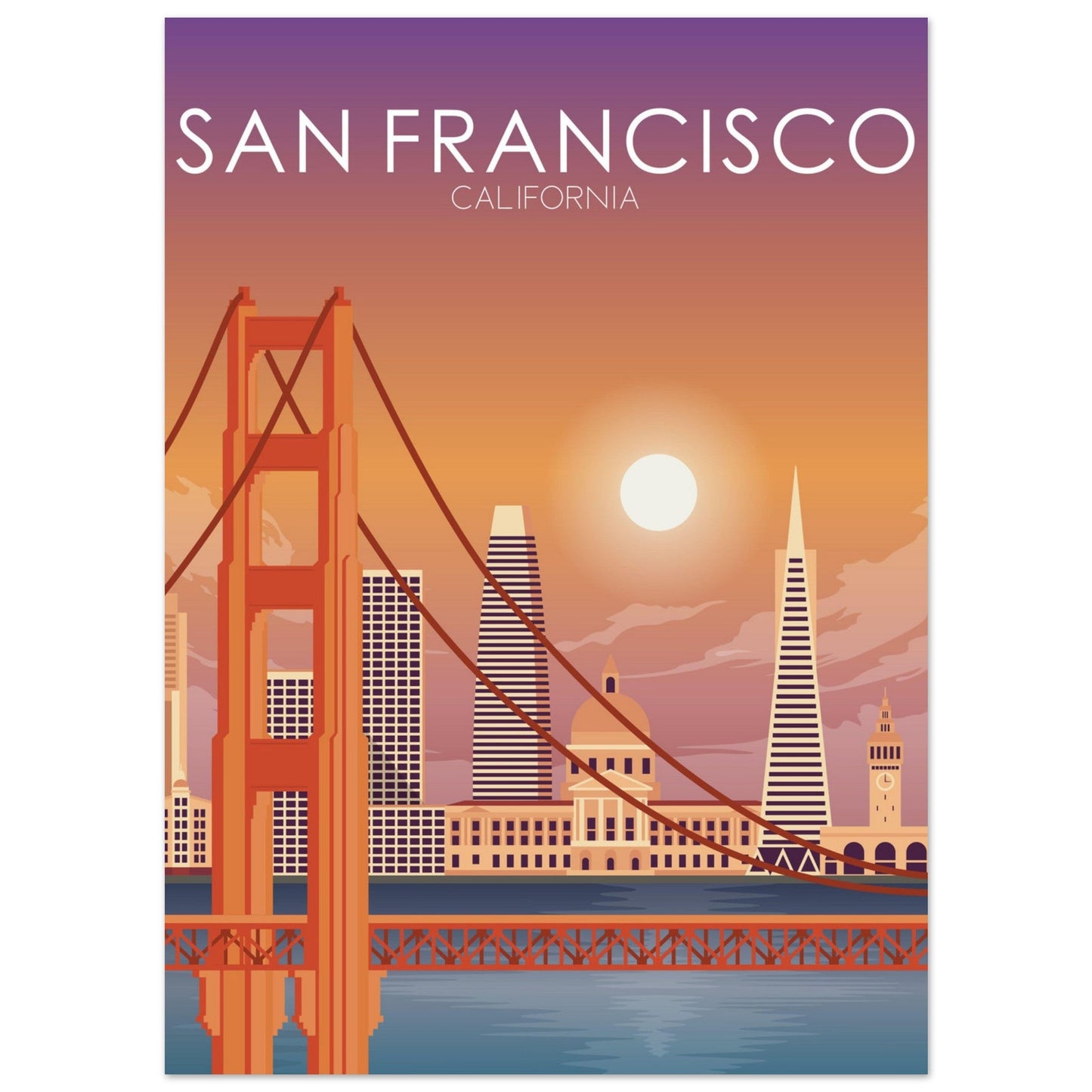 San Francisco Poster | San Francisco Wall Art | San Francisco Sunset Print