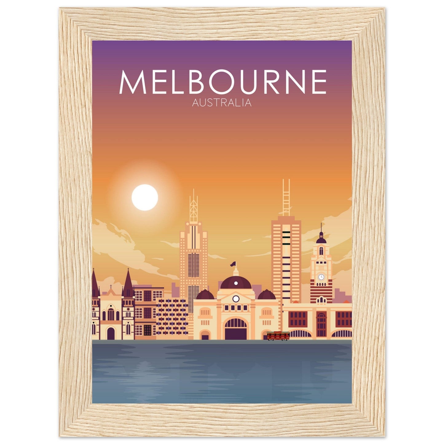Melbourne Poster | Melbourne Wall Art | Melbourne Sunset Print