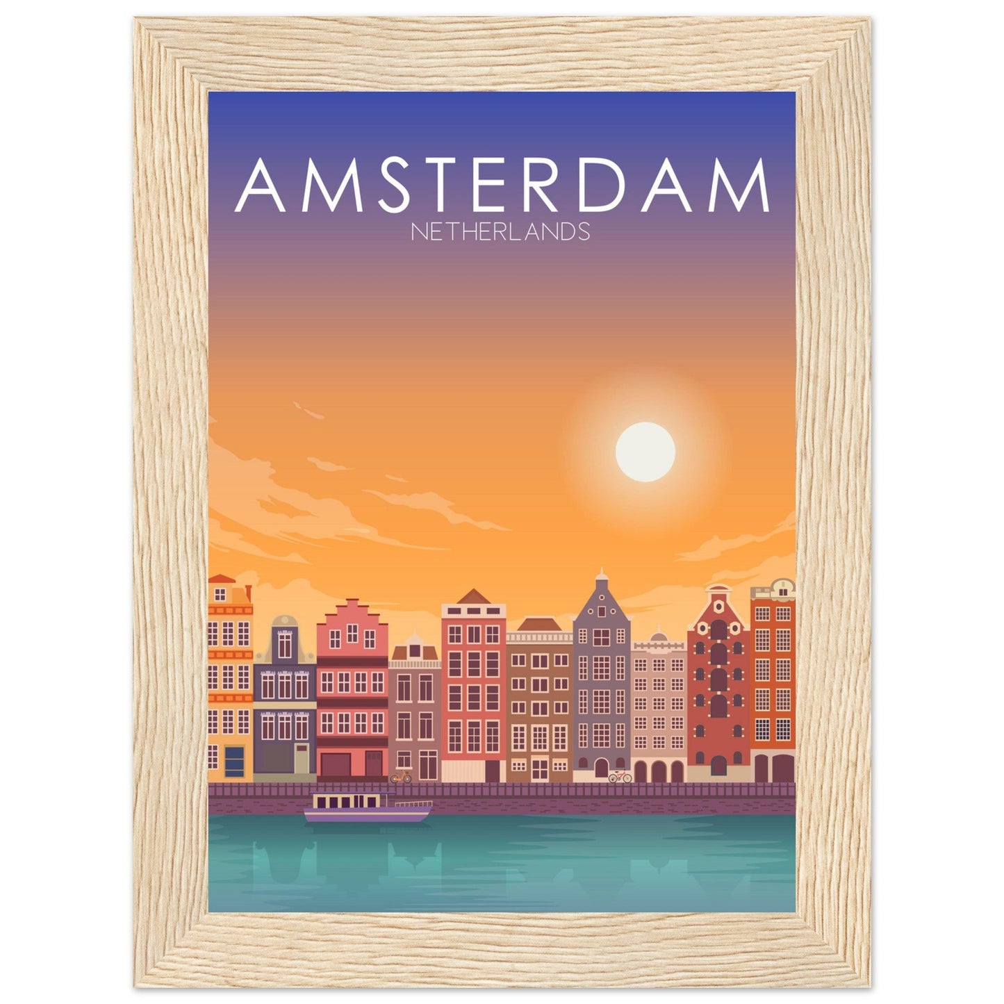 Amsterdam Poster | Amsterdam Wall Art | Amsterdam Sunset Print