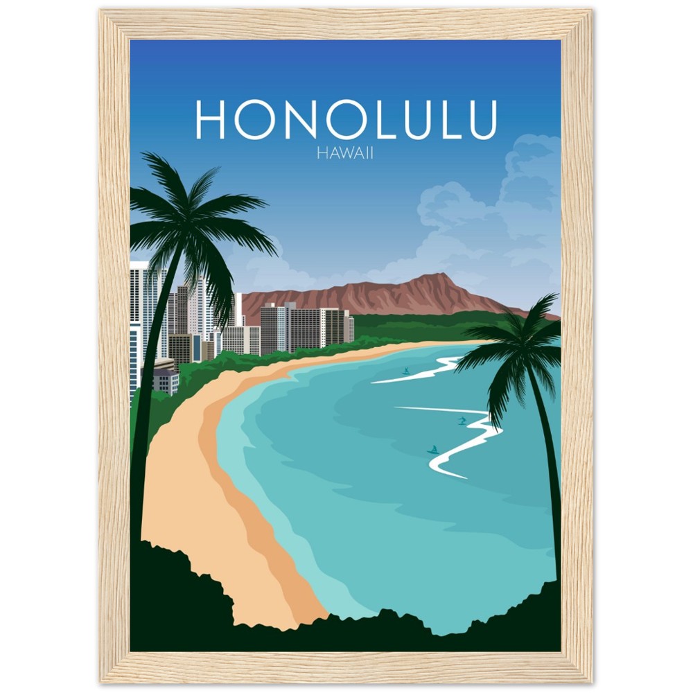 Honolulu Poster | Honolulu Wall Art | Honolulu Daytime Print