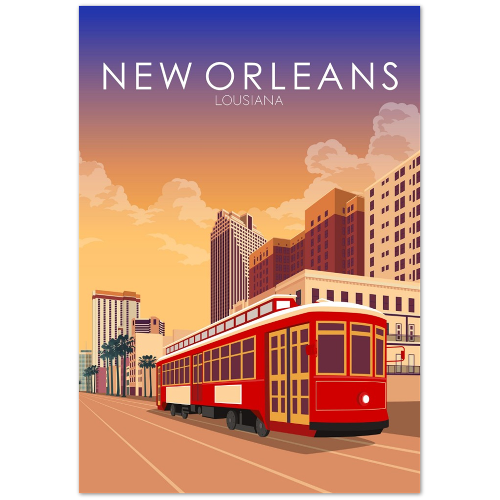 New Orleans Poster | New Orleans Wall Art | New Orleans Sunset Print